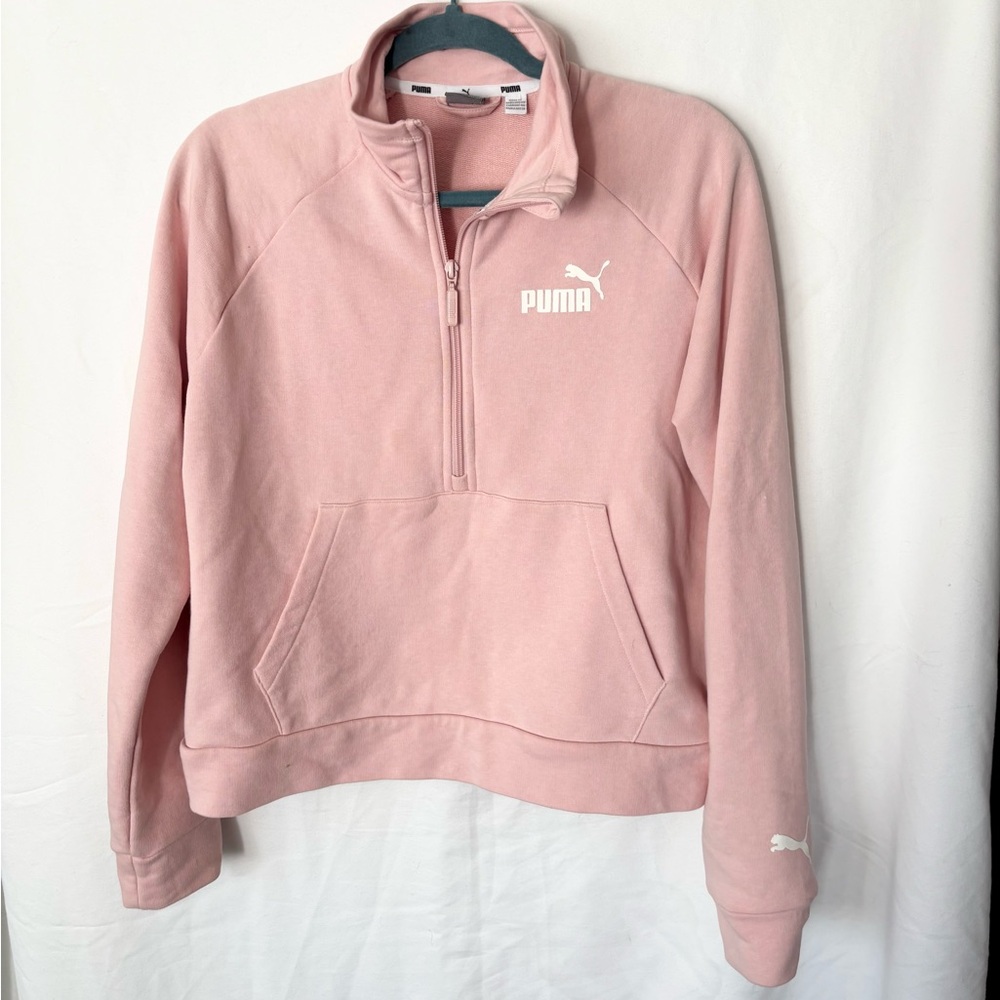 Puma Pink Quarter-Zip Sweatshirt LARGE - Picture 3 of 8